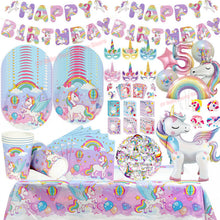 Load image into Gallery viewer, Kids Girls Unicorn Birthday Party Decoration Plate Cup Happy 1st Unicorn 3D Balloon Kid Favors Gift Wedding Baby Shower Supplies
