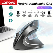 Load image into Gallery viewer, ﻿ Lenovo Wireless Bluetooth Vertical Mouse 2.4G Ergonomic Side Grip Silent Rechargeable Gaming Laptop PC Computer Adjustable DPI
