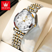 Load image into Gallery viewer, OLEVS 9970 Men Watch Original Brand Waterproof Luminous Quartz Watch Rhombus Mirror Stainless Steel Date-Day-Date Watch With Box
