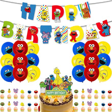 Load image into Gallery viewer, Cartoon Sesames  Street Birthday Party Decor Elmo and Friends Theme Tablecloth Plate Balloon Set Cake Decor Baby Shower
