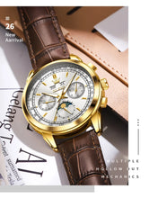 Load image into Gallery viewer, OLEVS 7117 New Automatic Man Watch Luxury Fashion Leather Strap Mechanical Watches for Men 24 Hour Moon Phase Calendar Men Watch
