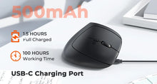 Load image into Gallery viewer, BTM008 2.4G Bluetooth 5.0 Ergonomic Vertical Wireless Mouse, 2400DPI Rechargeable USB-C Silent Click Computer Laptop Accessory
