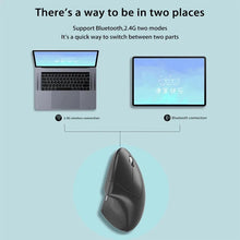 Load image into Gallery viewer, ﻿ Lenovo Wireless Bluetooth Vertical Mouse 2.4G Ergonomic Side Grip Silent Rechargeable Gaming Laptop PC Computer Adjustable DPI

