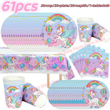 Load image into Gallery viewer, Kids Girls Unicorn Birthday Party Decoration Plate Cup Happy 1st Unicorn 3D Balloon Kid Favors Gift Wedding Baby Shower Supplies
