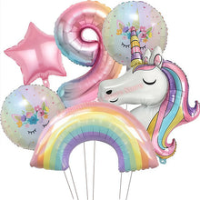 Load image into Gallery viewer, Kids Girls Unicorn Birthday Party Decoration Plate Cup Happy 1st Unicorn 3D Balloon Kid Favors Gift Wedding Baby Shower Supplies
