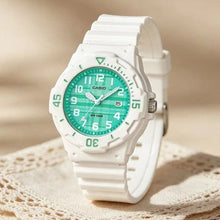 Load image into Gallery viewer, Casio Original Quartz Watch Women Green Dial White Resin Band 100M Waterproof Sports Wristwatch for Daily Party Birthday G
