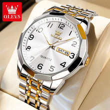 Load image into Gallery viewer, OLEVS 9970 Men Watch Original Brand Waterproof Luminous Quartz Watch Rhombus Mirror Stainless Steel Date-Day-Date Watch With Box
