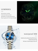 Load image into Gallery viewer, OLEVS 9970 Men Watch Original Brand Waterproof Luminous Quartz Watch Rhombus Mirror Stainless Steel Date-Day-Date Watch With Box
