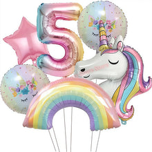 Load image into Gallery viewer, Kids Girls Unicorn Birthday Party Decoration Plate Cup Happy 1st Unicorn 3D Balloon Kid Favors Gift Wedding Baby Shower Supplies
