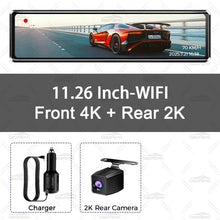 Load image into Gallery viewer, H8 4K+2K 11.26 Inch Rear View Mirror Dash Cam SONY IMX415 Car Dvr Camera  GPS WIFI Video Recording Super Night Vision Dual Lens
