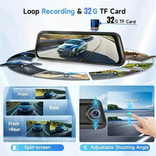 Load image into Gallery viewer, 9.66"IPS Touch Screen Mirror Dash Cam Front and Rear, 4K Dual Recording, AHD Backup Camera, Night Vision, G-Sensor. Limited Time
