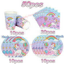Load image into Gallery viewer, Kids Girls Unicorn Birthday Party Decoration Plate Cup Happy 1st Unicorn 3D Balloon Kid Favors Gift Wedding Baby Shower Supplies
