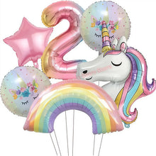 Load image into Gallery viewer, Kids Girls Unicorn Birthday Party Decoration Plate Cup Happy 1st Unicorn 3D Balloon Kid Favors Gift Wedding Baby Shower Supplies
