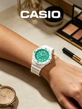 Load image into Gallery viewer, Casio Original Quartz Watch Women Green Dial White Resin Band 100M Waterproof Sports Wristwatch for Daily Party Birthday G
