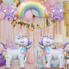 Load image into Gallery viewer, Kids Girls Unicorn Birthday Party Decoration Plate Cup Happy 1st Unicorn 3D Balloon Kid Favors Gift Wedding Baby Shower Supplies
