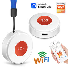 Load image into Gallery viewer, Tuya WiFi SOS Panic Call Button Smart Life APP Rechargeable Battery One Key Alarm For Patient Kids Elderly Man Hanging Rope
