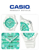 Load image into Gallery viewer, Casio Original Quartz Watch Women Green Dial White Resin Band 100M Waterproof Sports Wristwatch for Daily Party Birthday G
