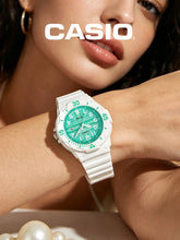 Load image into Gallery viewer, Casio Original Quartz Watch Women Green Dial White Resin Band 100M Waterproof Sports Wristwatch for Daily Party Birthday G
