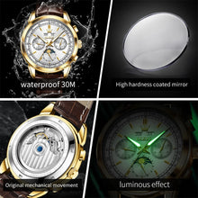 Load image into Gallery viewer, OLEVS 7117 New Automatic Man Watch Luxury Fashion Leather Strap Mechanical Watches for Men 24 Hour Moon Phase Calendar Men Watch
