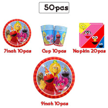 Load image into Gallery viewer, Cartoon Sesames  Street Birthday Party Decor Elmo and Friends Theme Tablecloth Plate Balloon Set Cake Decor Baby Shower
