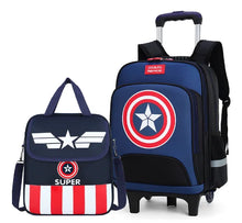 Load image into Gallery viewer, Kids Primary School wheeled backpack set with handbag School Trolley Backpack Bag Set School Rolling Luggage Backpack for Boys
