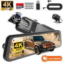 Load image into Gallery viewer, 9.66"IPS Touch Screen Mirror Dash Cam Front and Rear, 4K Dual Recording, AHD Backup Camera, Night Vision, G-Sensor. Limited Time
