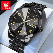 Load image into Gallery viewer, OLEVS 9970 Men Watch Original Brand Waterproof Luminous Quartz Watch Rhombus Mirror Stainless Steel Date-Day-Date Watch With Box

