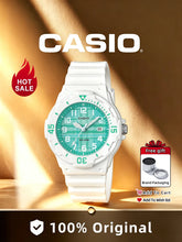 Load image into Gallery viewer, Casio Original Quartz Watch Women Green Dial White Resin Band 100M Waterproof Sports Wristwatch for Daily Party Birthday G
