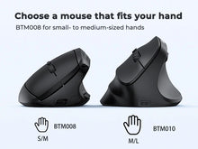 Load image into Gallery viewer, BTM008 2.4G Bluetooth 5.0 Ergonomic Vertical Wireless Mouse, 2400DPI Rechargeable USB-C Silent Click Computer Laptop Accessory
