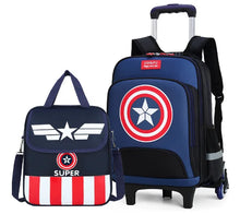 Load image into Gallery viewer, Kids Primary School wheeled backpack set with handbag School Trolley Backpack Bag Set School Rolling Luggage Backpack for Boys
