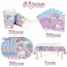 Load image into Gallery viewer, Kids Girls Unicorn Birthday Party Decoration Plate Cup Happy 1st Unicorn 3D Balloon Kid Favors Gift Wedding Baby Shower Supplies
