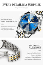 Load image into Gallery viewer, OLEVS 9970 Men Watch Original Brand Waterproof Luminous Quartz Watch Rhombus Mirror Stainless Steel Date-Day-Date Watch With Box
