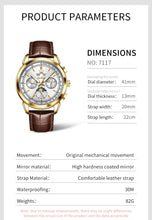 Load image into Gallery viewer, OLEVS 7117 New Automatic Man Watch Luxury Fashion Leather Strap Mechanical Watches for Men 24 Hour Moon Phase Calendar Men Watch

