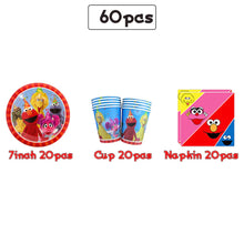 Load image into Gallery viewer, Cartoon Sesames  Street Birthday Party Decor Elmo and Friends Theme Tablecloth Plate Balloon Set Cake Decor Baby Shower
