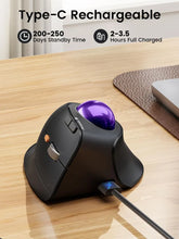 Load image into Gallery viewer, ProtoArc Vertical Wireless Trackball Mouse, EM05 NL Bluetooth Ergonomic Rollerball Mouse Rechargeable Computer Laptop Thumb Mice
