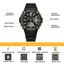 Load image into Gallery viewer, Casio AEQ-120W Series | 10-Year Battery | World Time | Daily Alarm | Countdown Timer | Analog-Digital Watch
