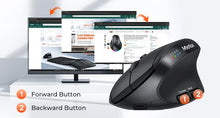 Load image into Gallery viewer, BTM008 2.4G Bluetooth 5.0 Ergonomic Vertical Wireless Mouse, 2400DPI Rechargeable USB-C Silent Click Computer Laptop Accessory

