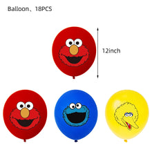 Load image into Gallery viewer, Cartoon Sesames  Street Birthday Party Decor Elmo and Friends Theme Tablecloth Plate Balloon Set Cake Decor Baby Shower
