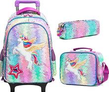 Load image into Gallery viewer, School Wheeled backpack Bag School bag with wheels Trolley Satchel bag Kids School Rolling backpack for girls School Trolley Bag
