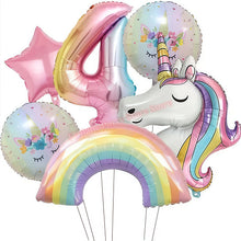 Load image into Gallery viewer, Kids Girls Unicorn Birthday Party Decoration Plate Cup Happy 1st Unicorn 3D Balloon Kid Favors Gift Wedding Baby Shower Supplies
