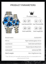 Load image into Gallery viewer, OLEVS 9970 Men Watch Original Brand Waterproof Luminous Quartz Watch Rhombus Mirror Stainless Steel Date-Day-Date Watch With Box
