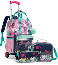 Load image into Gallery viewer, School Wheeled backpack Bag School bag with wheels Trolley Satchel bag Kids School Rolling backpack for girls School Trolley Bag
