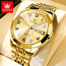 Load image into Gallery viewer, OLEVS 9970 Men Watch Original Brand Waterproof Luminous Quartz Watch Rhombus Mirror Stainless Steel Date-Day-Date Watch With Box
